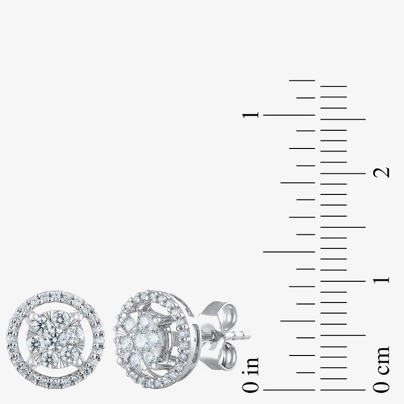 (F / Vs2) 1/2 CT. T.W. Lab Grown White Diamond 14K Gold 9.2mm Round Stud Earrings