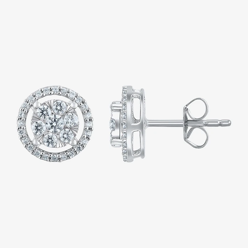 (F / Vs2) 1/2 CT. T.W. Lab Grown White Diamond 14K Gold 9.2mm Round Stud Earrings