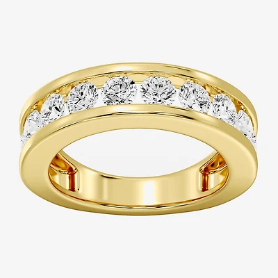 (F/ Si1-Si2) Womens 3MM 2 CT. T.W. Lab Grown White Diamond Sterling Silver Wedding Band