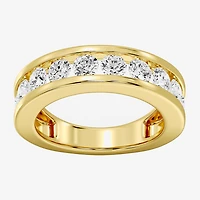 (F/ Si1-Si2) Womens 3MM 2 CT. T.W. Lab Grown White Diamond Sterling Silver Wedding Band