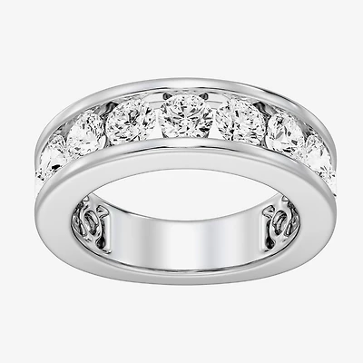 (F / Si1-Si2) Womens 4.5MM 3 CT. T.W. Lab Grown White Diamond Sterling Silver Wedding Band