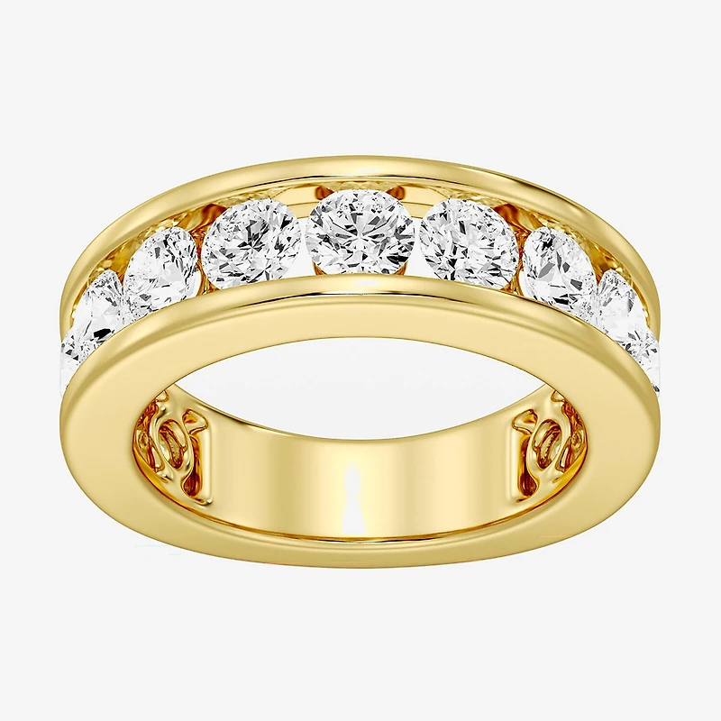 (F / Si1-Si2) Womens 4.5MM 3 CT. T.W. Lab Grown White Diamond Sterling Silver Wedding Band