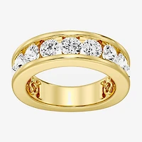 (F / Si1-Si2) Womens 4.5MM 3 CT. T.W. Lab Grown White Diamond Sterling Silver Wedding Band