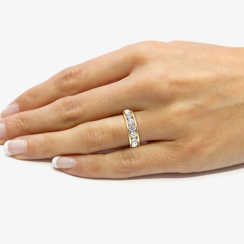 (F / Si1-Si2) Womens 4.5MM 3 CT. T.W. Lab Grown White Diamond Sterling Silver Wedding Band