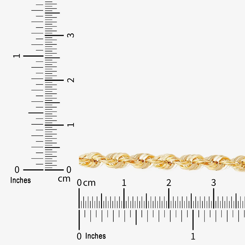 Womens 10K Gold 24 Inch Rope Chain Necklace
