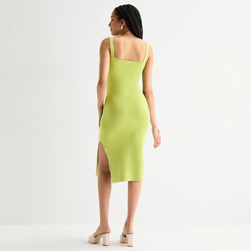 by&by Womens Juniors Sleeveless Leaf Midi Sweater Dress