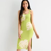by&by Womens Juniors Sleeveless Leaf Midi Sweater Dress