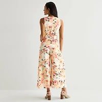 Melonie T Womens Square Neck Sleeveless Belted Jumpsuit