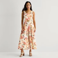 Melonie T Womens Square Neck Sleeveless Belted Jumpsuit