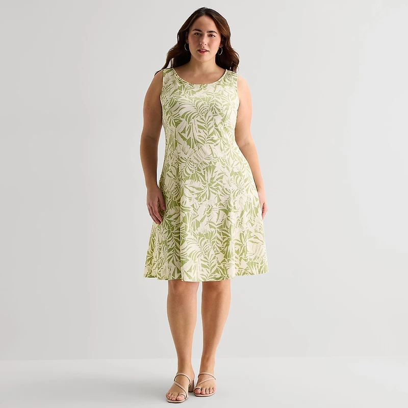Perceptions Womens Plus Leaf Jacket Dress