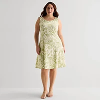 Perceptions Womens Plus Leaf Jacket Dress