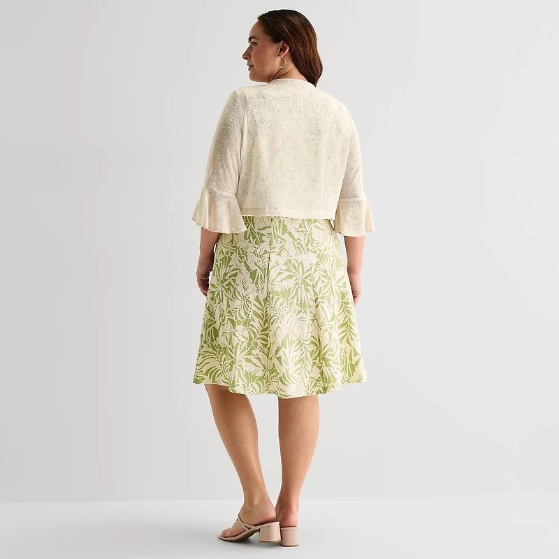 Perceptions Womens Plus Leaf Jacket Dress