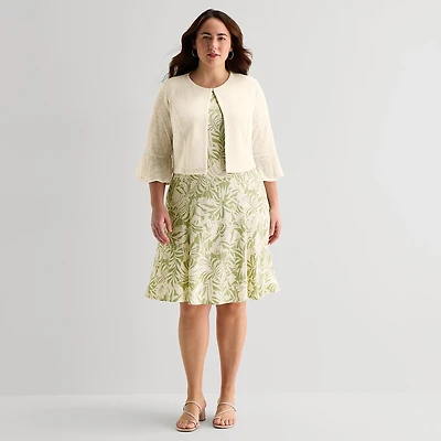 Perceptions Womens Plus Leaf Jacket Dress