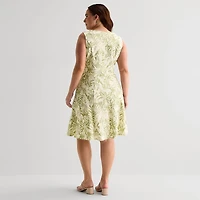 Perceptions Womens Plus Leaf Jacket Dress