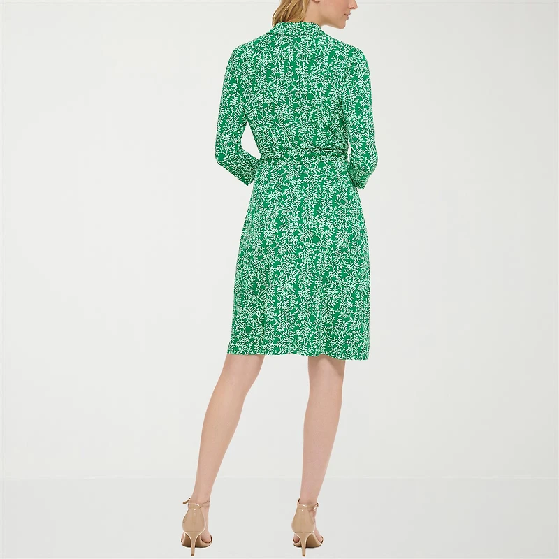 Jessica Howard Womens Petite 3/4 Sleeve Fitted Floral Fit + Flare Dress