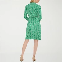 Jessica Howard Womens Petite 3/4 Sleeve Fitted Floral Fit + Flare Dress