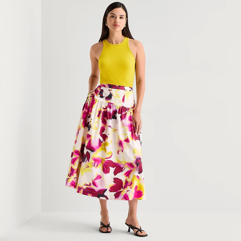 Worthington Womens Midi Full Skirt