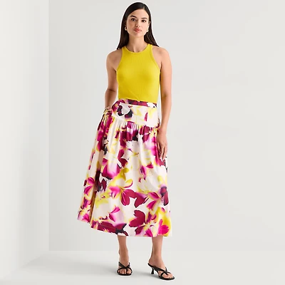 Worthington Womens Midi Full Skirt