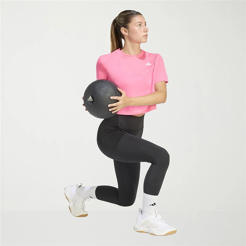 adidas Womens Crew Neck Short Sleeve Active Crop Top