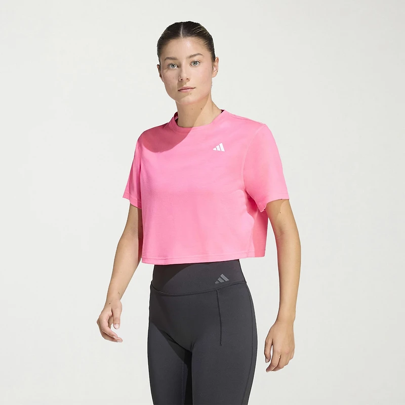 adidas Womens Crew Neck Short Sleeve Active Crop Top