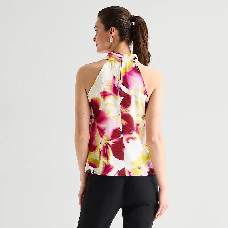Worthington Womens Halter Neck Sleeveless Blouse