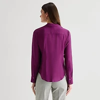 Worthington Womens Long Sleeve Slim Fit Blouse
