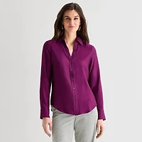 Worthington Womens Long Sleeve Slim Fit Blouse