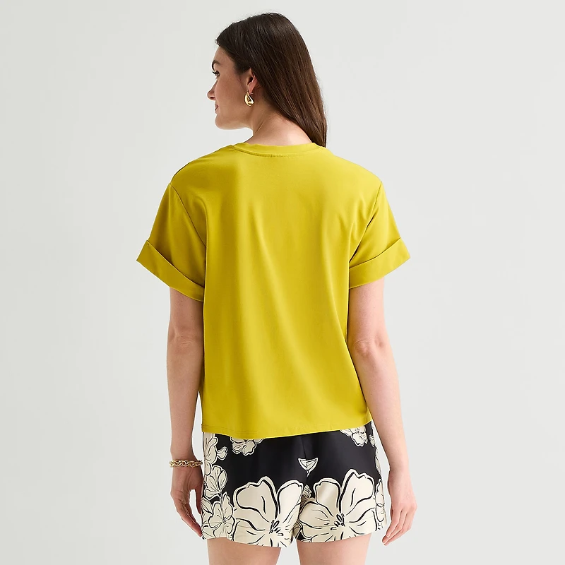 Worthington Womens Crew Neck Short Sleeve T-Shirt