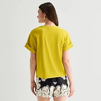 Worthington Womens Crew Neck Short Sleeve T-Shirt