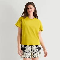 Worthington Womens Crew Neck Short Sleeve T-Shirt