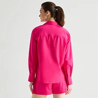 Worthington Womens Cuffed Long Sleeve Relaxed Fit Button-Down Shirt