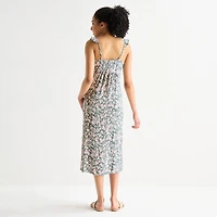 Arizona Womens Juniors Sleeveless Floral Midi Slip Dress