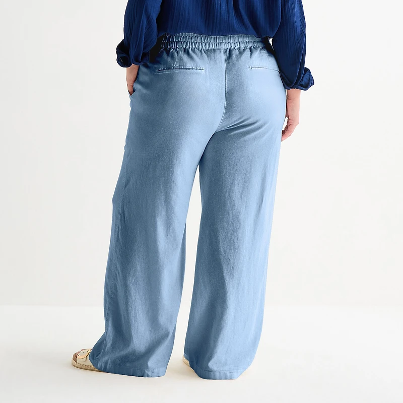 St. John's Bay Womens Plus Wide Leg Pull-On Pant