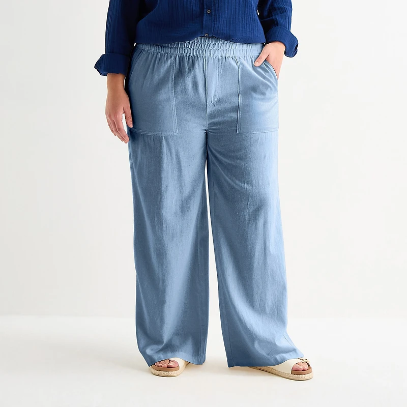 St. John's Bay Womens Plus Wide Leg Pull-On Pant