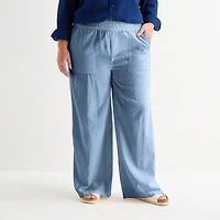St. John's Bay Womens Plus Wide Leg Pull-On Pant