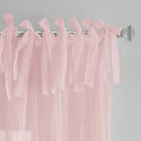 Threadmade Jolie Crushed Tie Top Sheer Single Curtain Panel