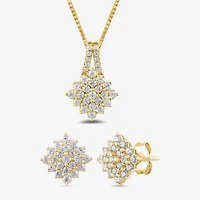 Diamond Blossom 1 CT. T.W. Lab Grown White Diamond 10K White or Yellow Gold Star 2-pc. Jewelry Set