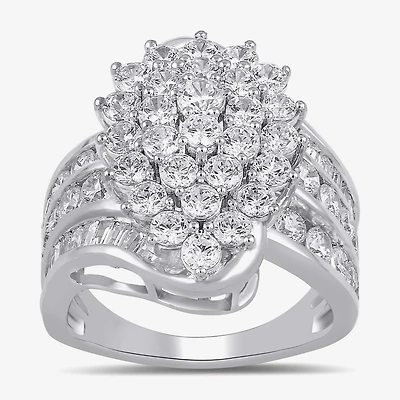 Diamond Blossom Womens 3 CT. T.W. Lab Grown White 10K or Yellow Gold Cluster Cocktail Ring