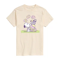 Womens Juniors Crew Neck Short Sleeve Regular Fit Peanuts Snoopy Graphic T-Shirt