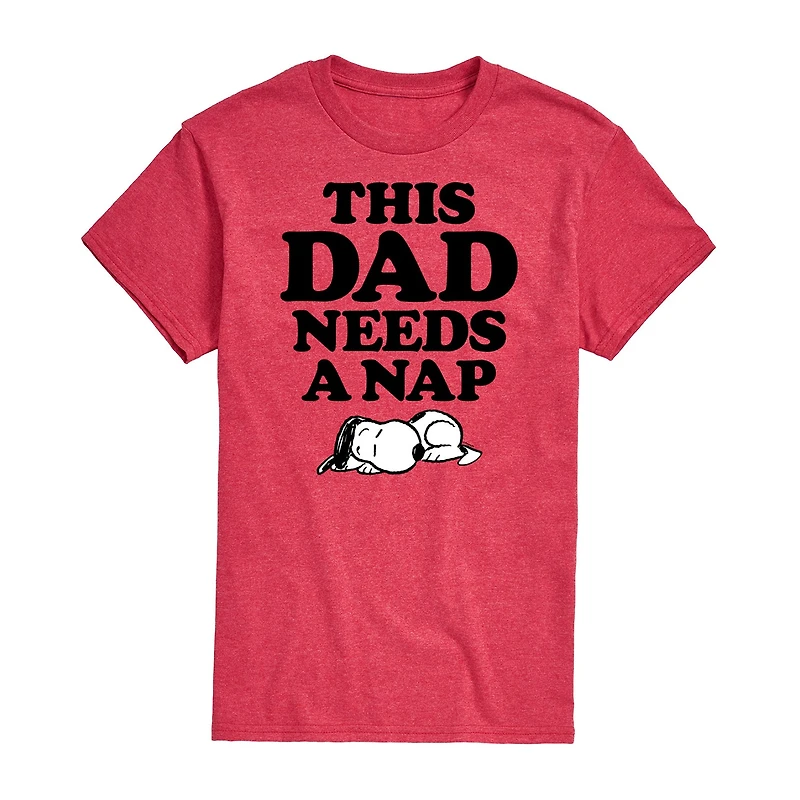 Mens Short Sleeve Peanuts Dad Nap Graphic T-Shirt