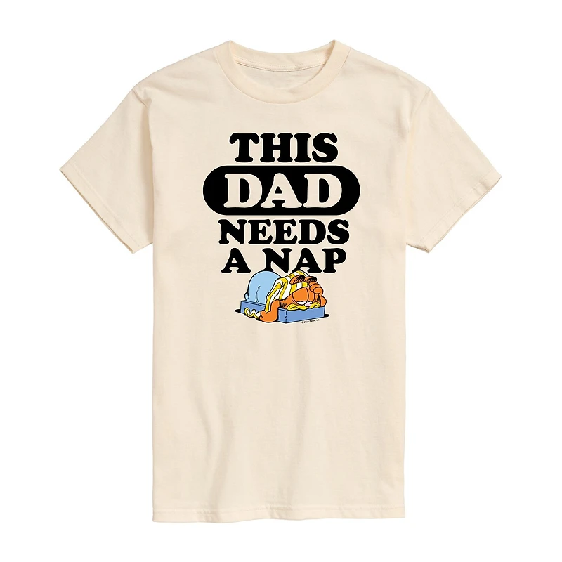 Mens Short Sleeve Garfield Dad Nap Graphic T-Shirt