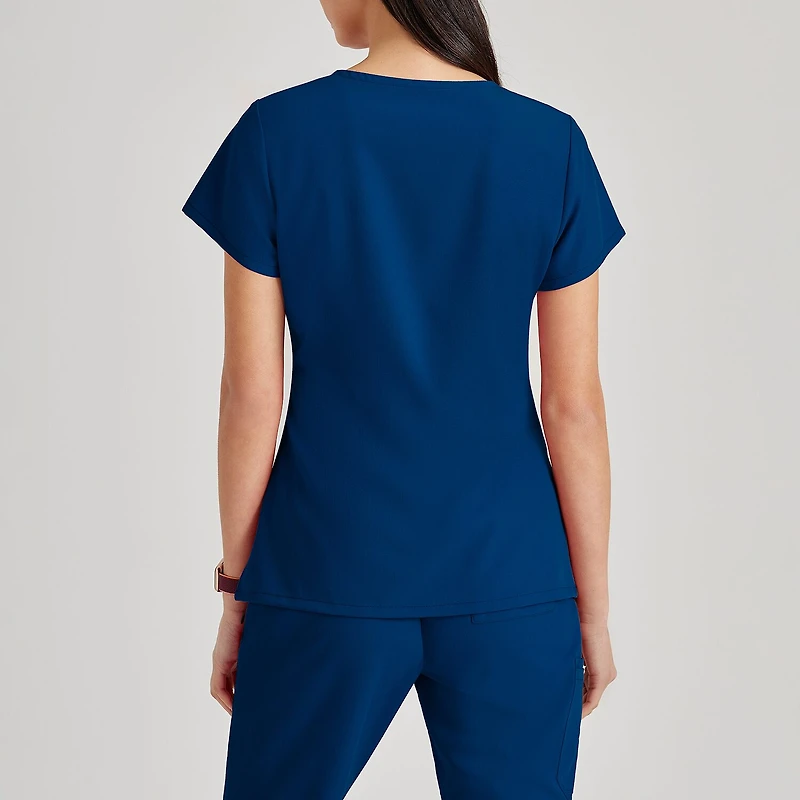 Barco Unify But167 Purpose 4-Pocket Womens Plus Tall V Neck Short Sleeve Stretch Fabric Moisture Wicking Wrinkle Resistant Scrub Top