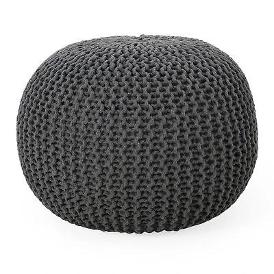 Nahunta Modern Knitted Cotton Pouf Ottoman