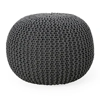 Nahunta Modern Knitted Cotton Pouf Ottoman