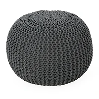 Nahunta Modern Knitted Cotton Pouf Ottoman