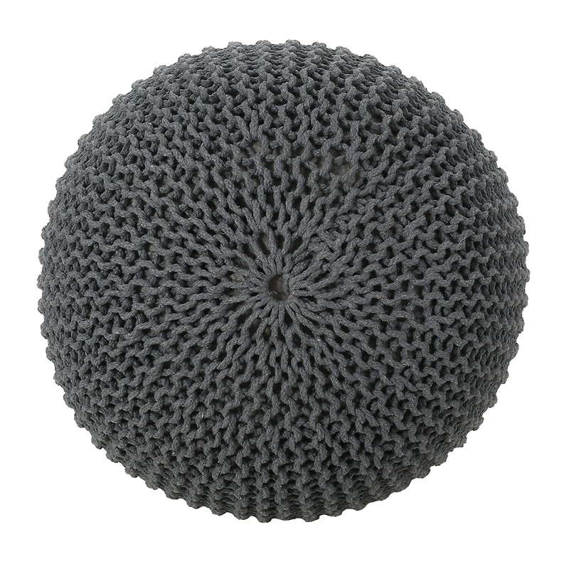 Nahunta Modern Knitted Cotton Pouf Ottoman