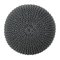 Nahunta Modern Knitted Cotton Pouf Ottoman
