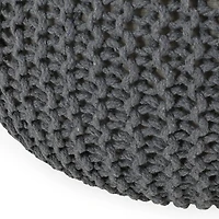 Nahunta Modern Knitted Cotton Pouf Ottoman
