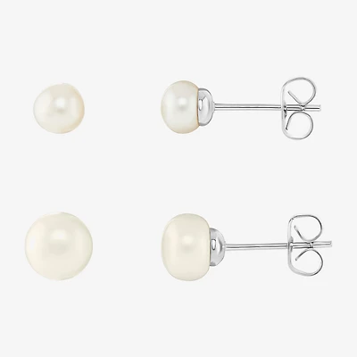 Silver Reflections Womens 2 Pair Earring Set