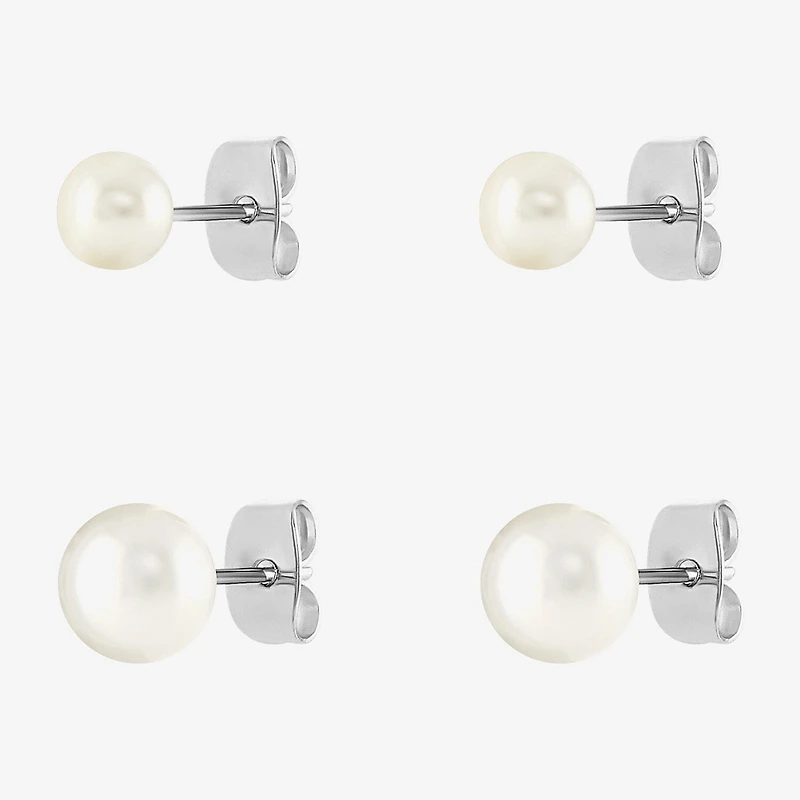 Silver Reflections Womens 2 Pair Earring Set
